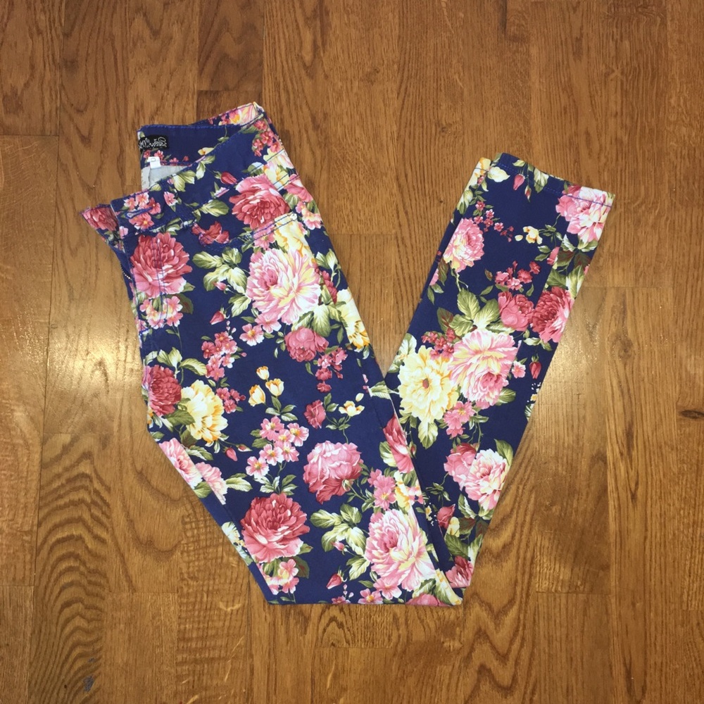 Floral blue pants